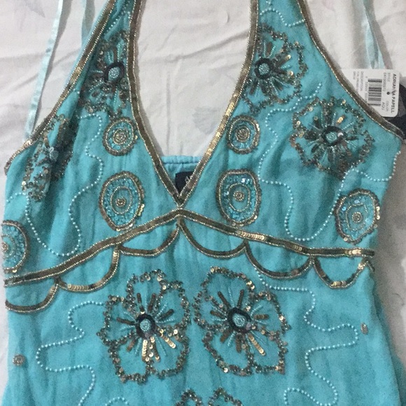 Turquoise beaded dress - Picture 3 of 5
